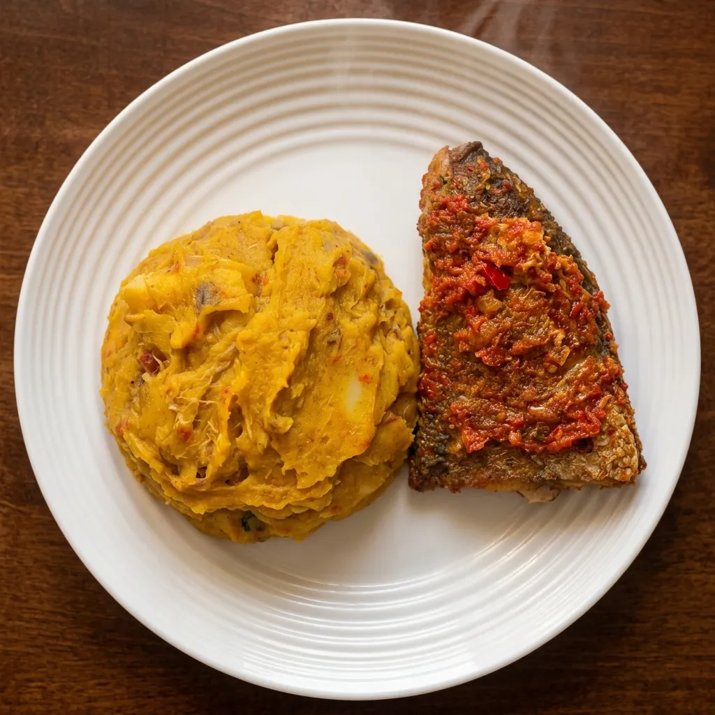 Nigerian yam porridge asaro simmered in palm oil pepper broth at Village Pot Winnipeg